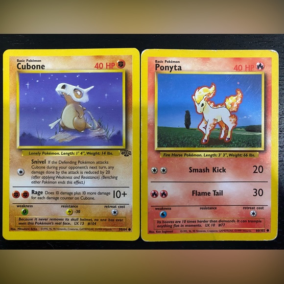 Cubone 50/64, Ponyta 60/102 Pokemon Cards - Picture 1 of 2